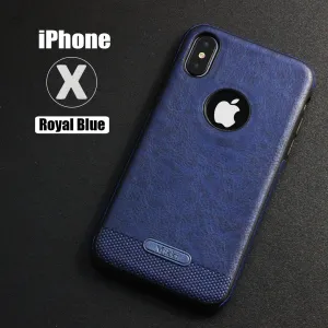 Luxury Textured Back Cover Flexible Soft Shockproof Full Protection Cases for iPhone X Royal blue