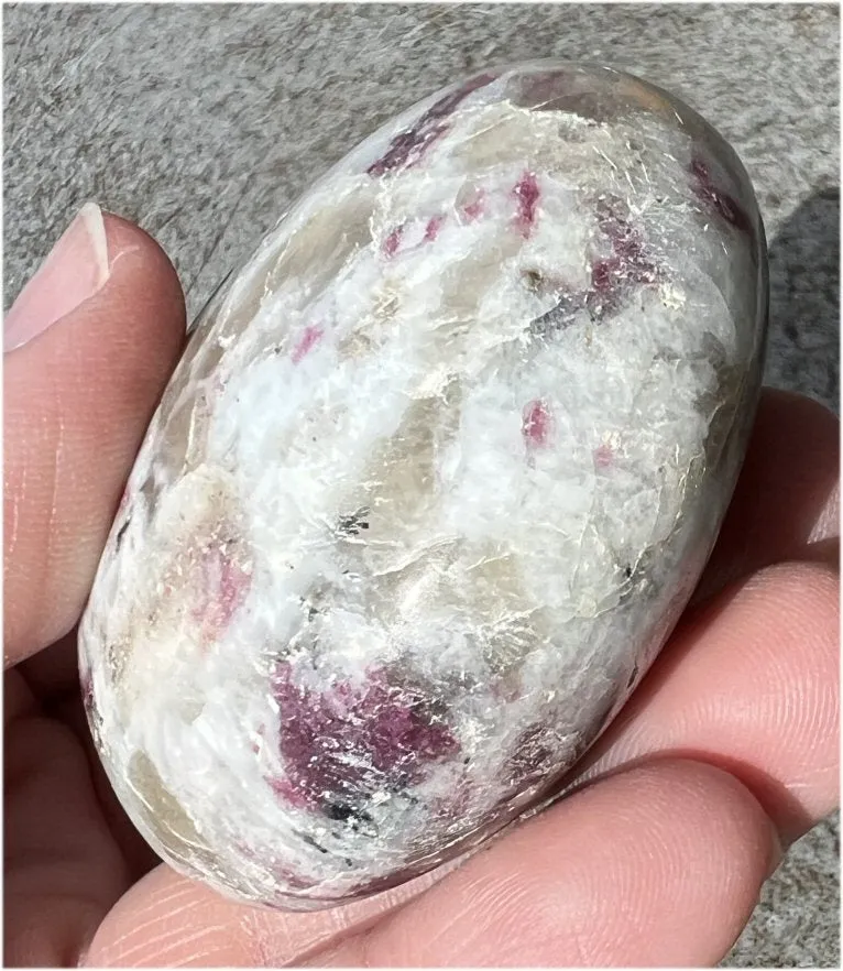 Madagascar Pink Tourmaline   Quartz   Feldspar Mix Crystal PALM STONE