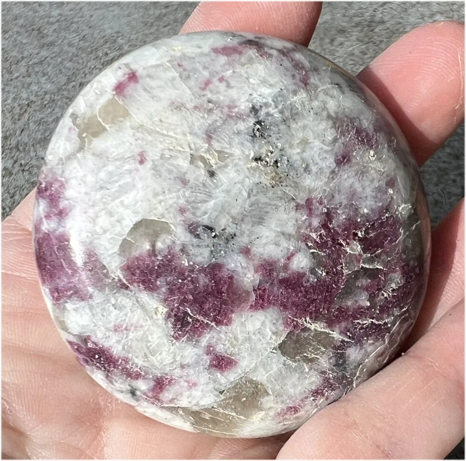 Madagascar Pink Tourmaline   Quartz   Feldspar Mix Crystal PALM STONE