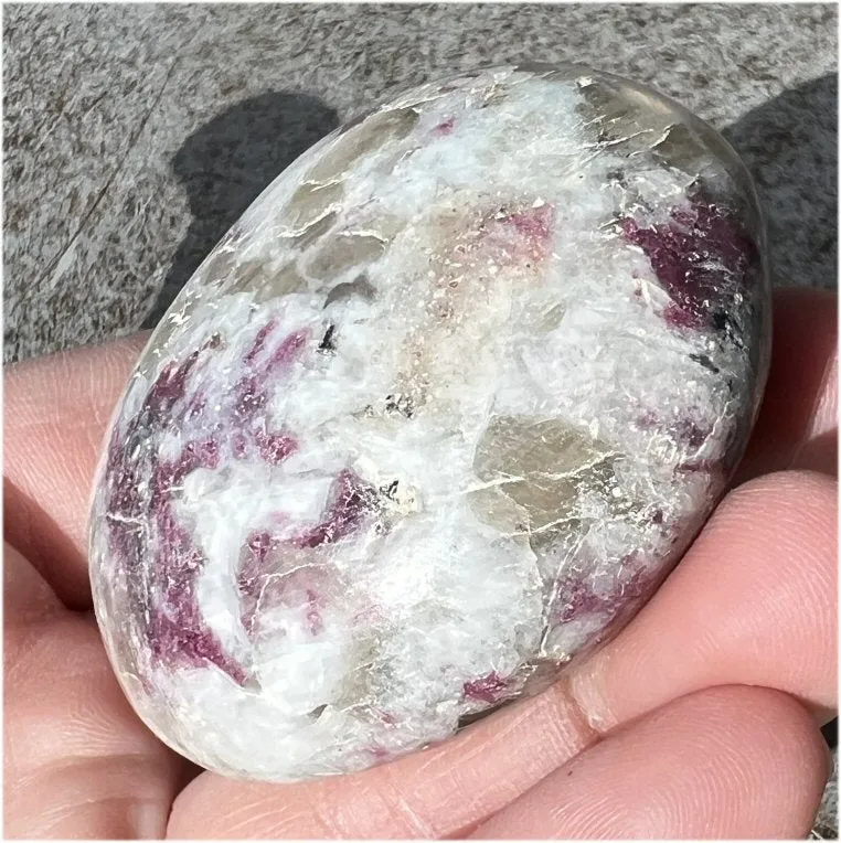 Madagascar Pink Tourmaline   Quartz   Feldspar Mix Crystal PALM STONE
