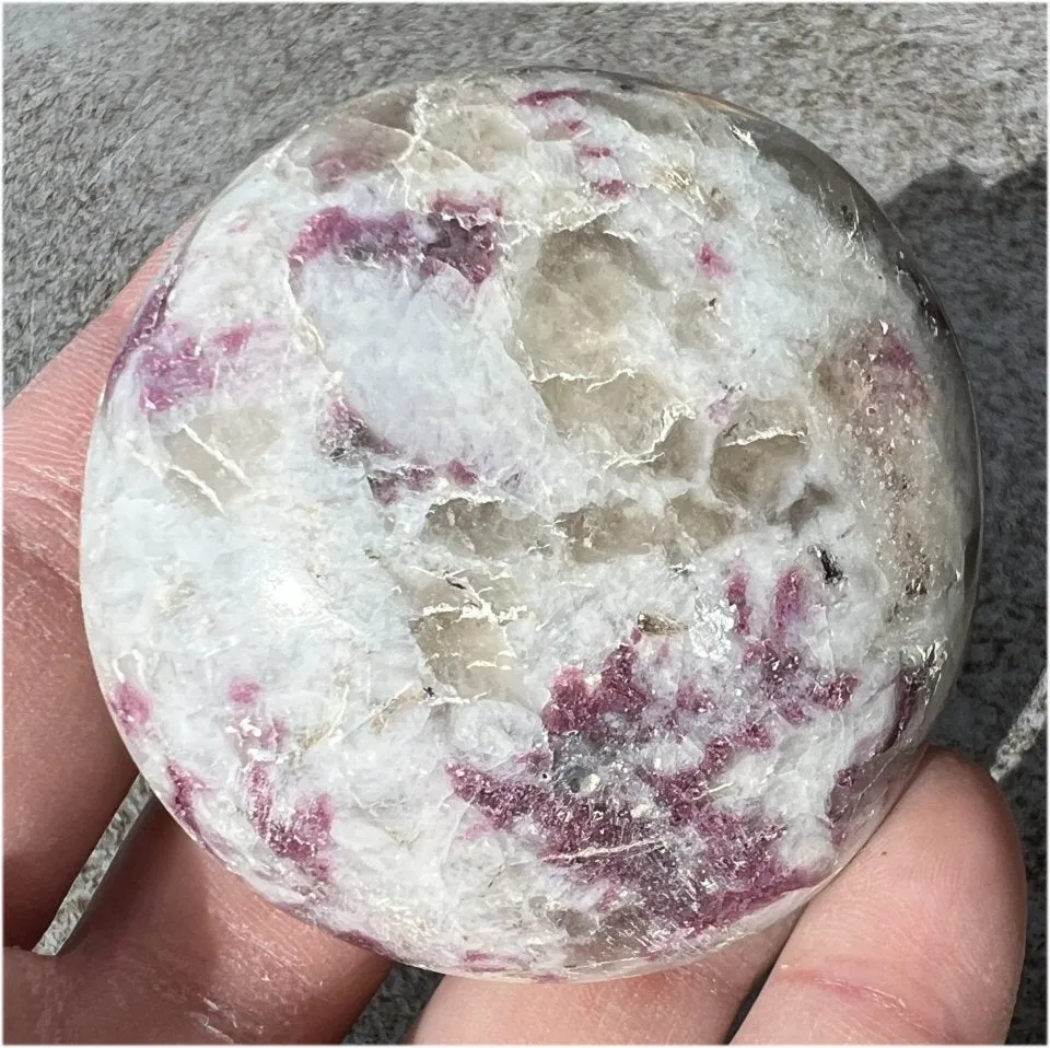 Madagascar Pink Tourmaline   Quartz   Feldspar Mix Crystal PALM STONE
