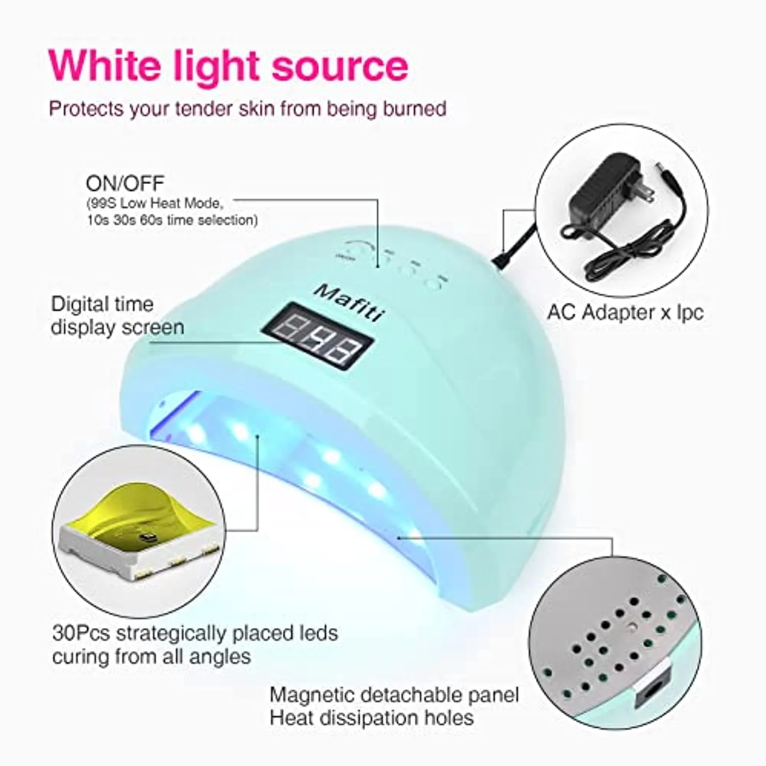 mafiti 48W UV Nail Led Lamp Nail Dryer Manicure/Pedicure uv Light for Gel Nail Automatic Sensor Curing Lamp Gift LCD Display Screen Cyan