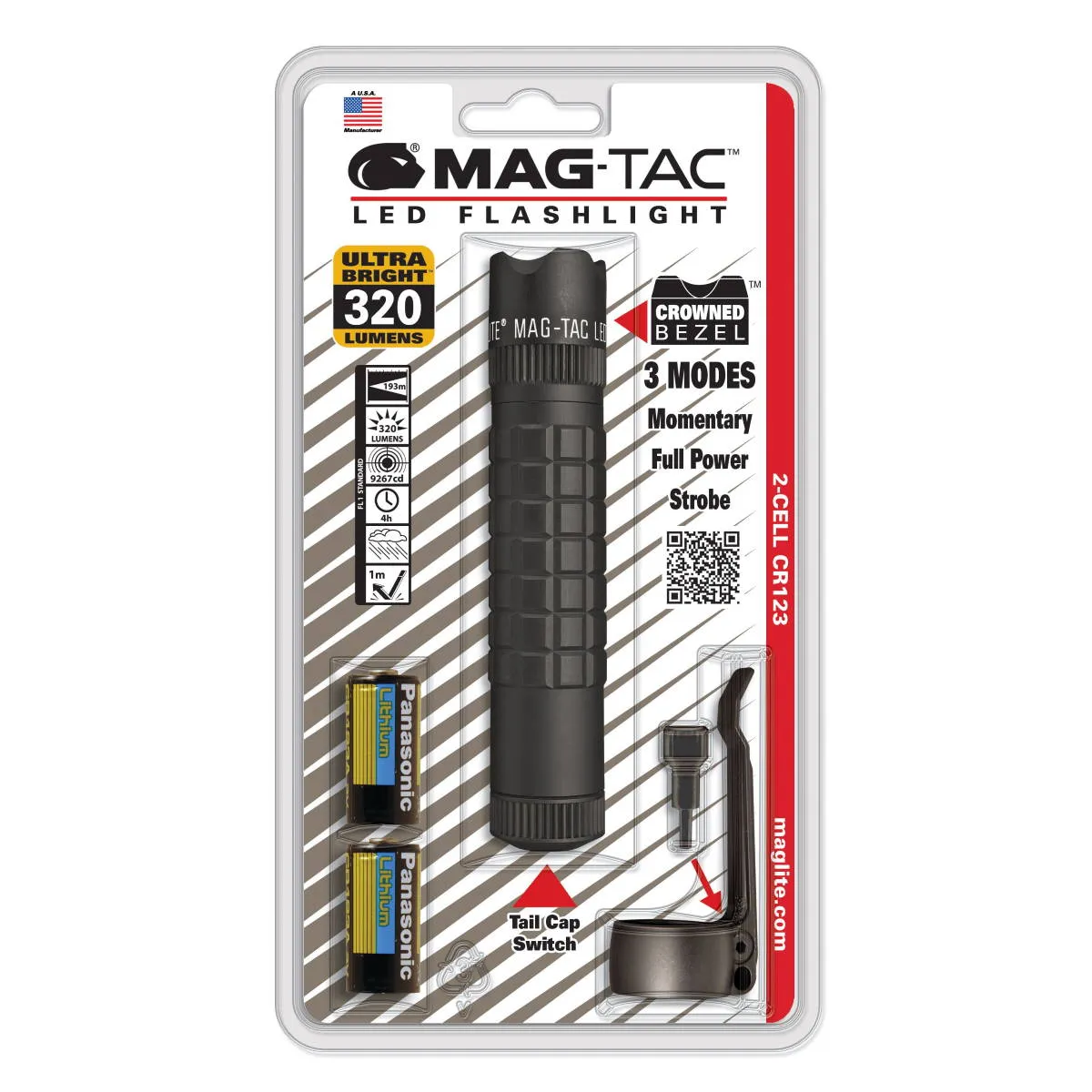 Maglite MAG-TAC Tactical LED Torch Crowned Bezel Black