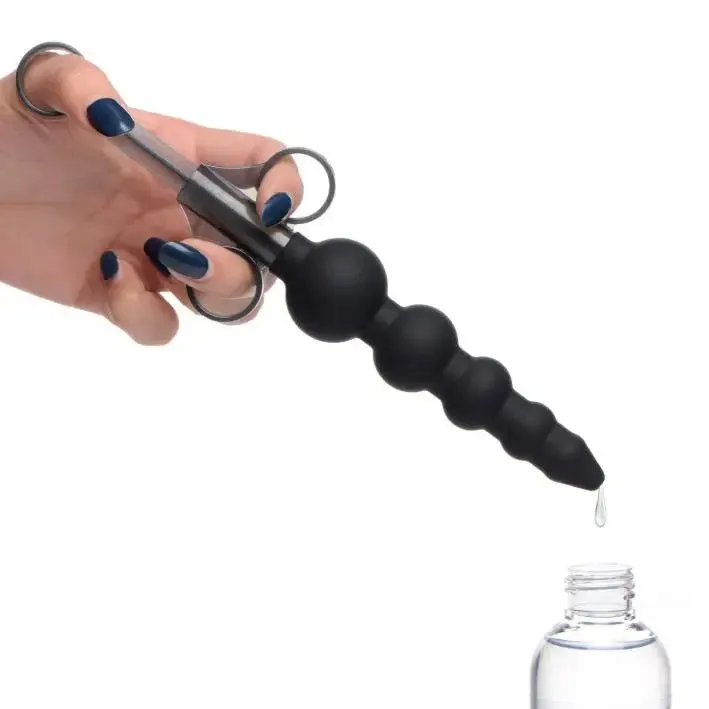 Master Series Silicone Black Graduated Beads Lube Launcher