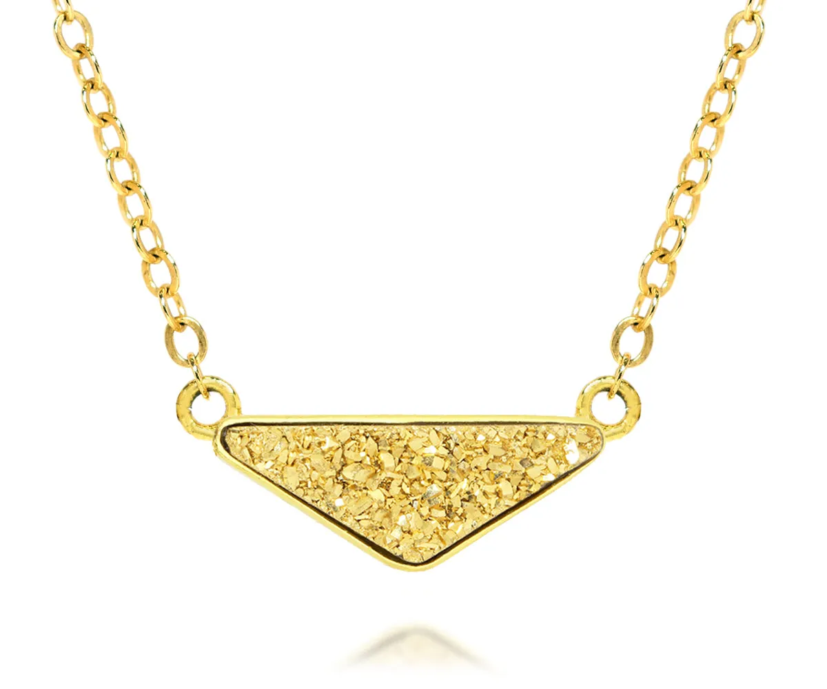 Medium Triangle 18K Gold Druzy Necklace