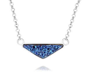 Medium Triangle Blue Druzy Necklace