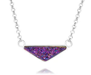 Medium Triangle Purple Rainbow Druzy Necklace