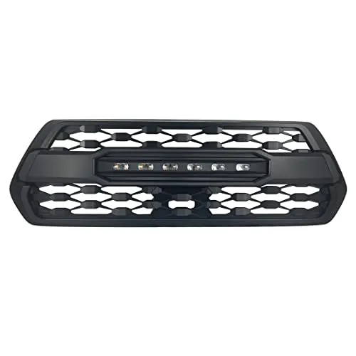 MEGAIE TRD Pro Style Grille Compatible with Tacoma 2016 2017 2018 2019 2020 2021, Matte Black Front Grill with LED Off-Road Lights