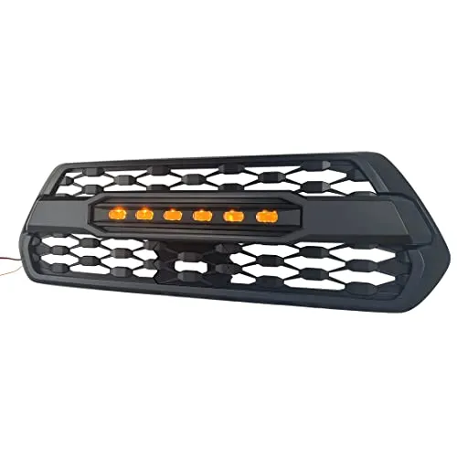 MEGAIE TRD Pro Style Grille Compatible with Tacoma 2016 2017 2018 2019 2020 2021, Matte Black Front Grill with LED Off-Road Lights