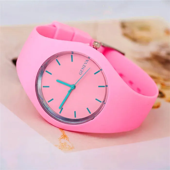 Men Watch Women Cream Color Ultra-thin Fashion Gift Silicone Strap Leisure Watch Geneva Sport Wristwatch Women's Jelly Watches