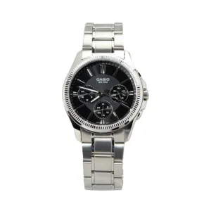 Men's Casio MTP1375D-1A Black Face Steel Band Watch
