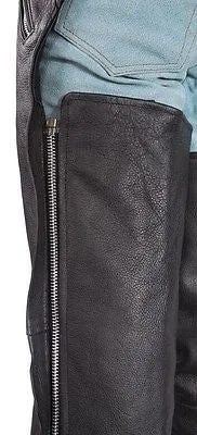 Men's motorcycle 2 Ultra deep pocket chap with Removable liner Blk
