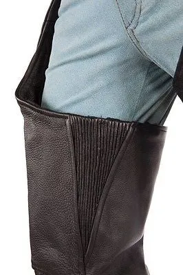 Men's motorcycle 2 Ultra deep pocket chap with Removable liner Blk