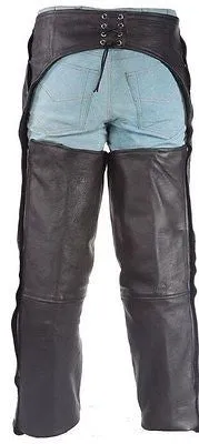 Men's motorcycle 2 Ultra deep pocket chap with Removable liner Blk