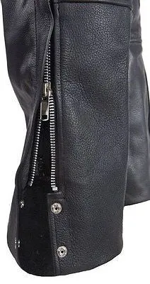 Men's motorcycle 2 Ultra deep pocket chap with Removable liner Blk