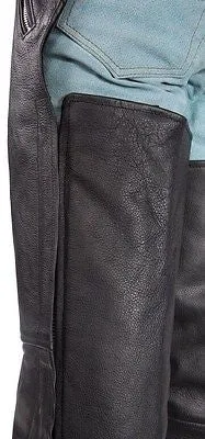 Men's motorcycle 2 Ultra deep pocket chap with Removable liner Blk