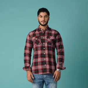 Mens Red Black Check Shirt