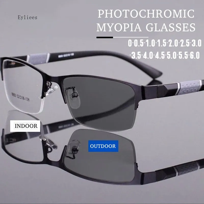 Men's Vintage Business Photochromic Myopia Glasses