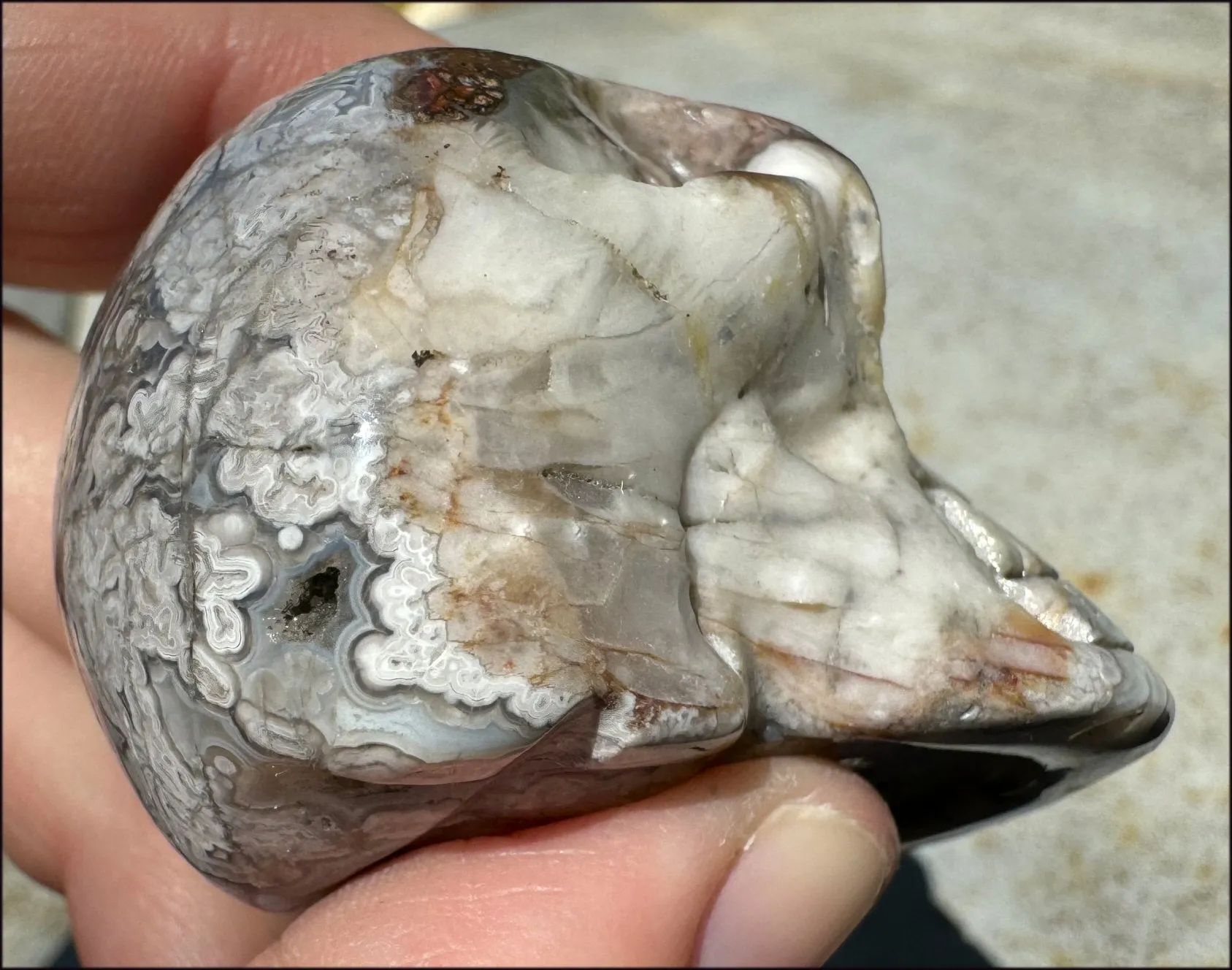 ~Mesmerizing~ Crazy Lace Agate CRYSTAL SKULL - Divination, Focus