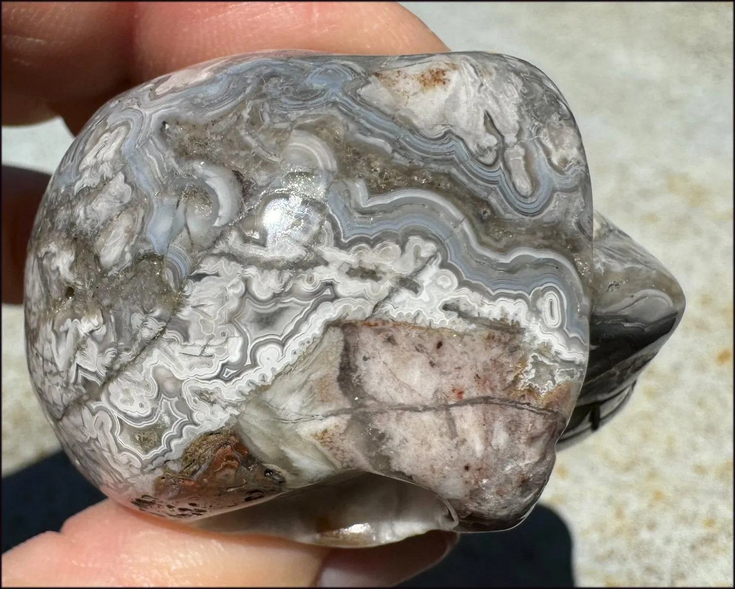 ~Mesmerizing~ Crazy Lace Agate CRYSTAL SKULL - Divination, Focus