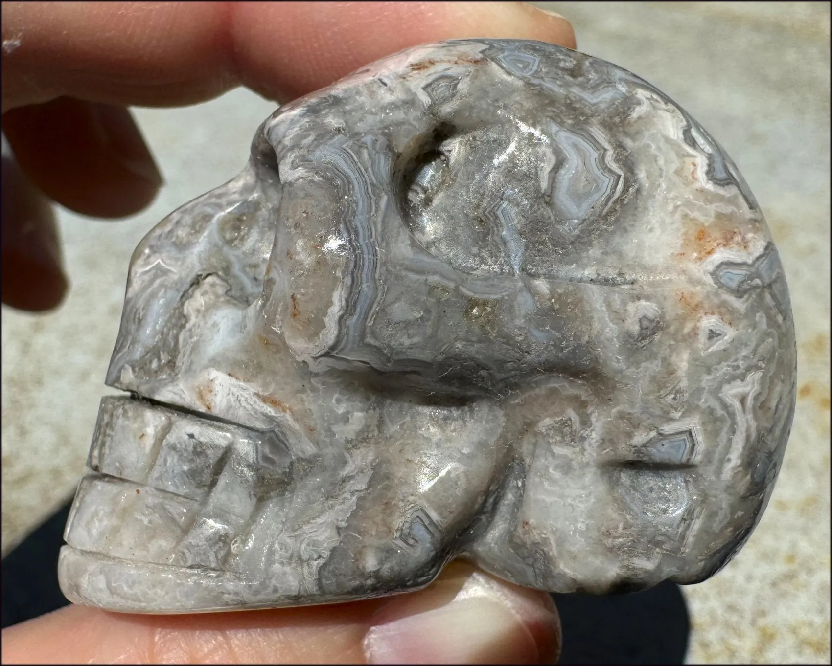 ~Mesmerizing~ Crazy Lace Agate CRYSTAL SKULL - Divination, Focus