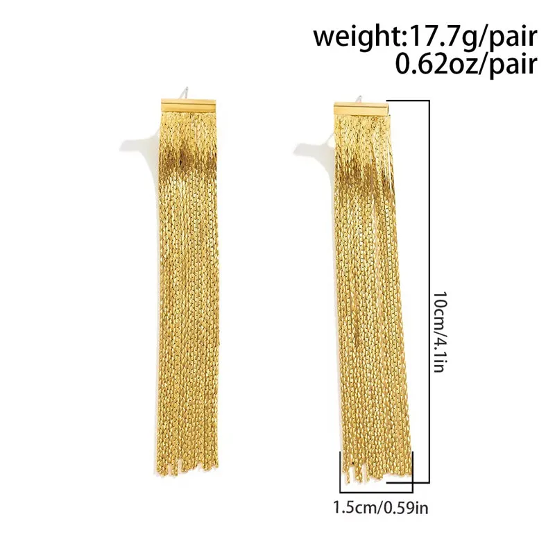 Metal Chain Tassel Simple Elegant Earrings for Lady