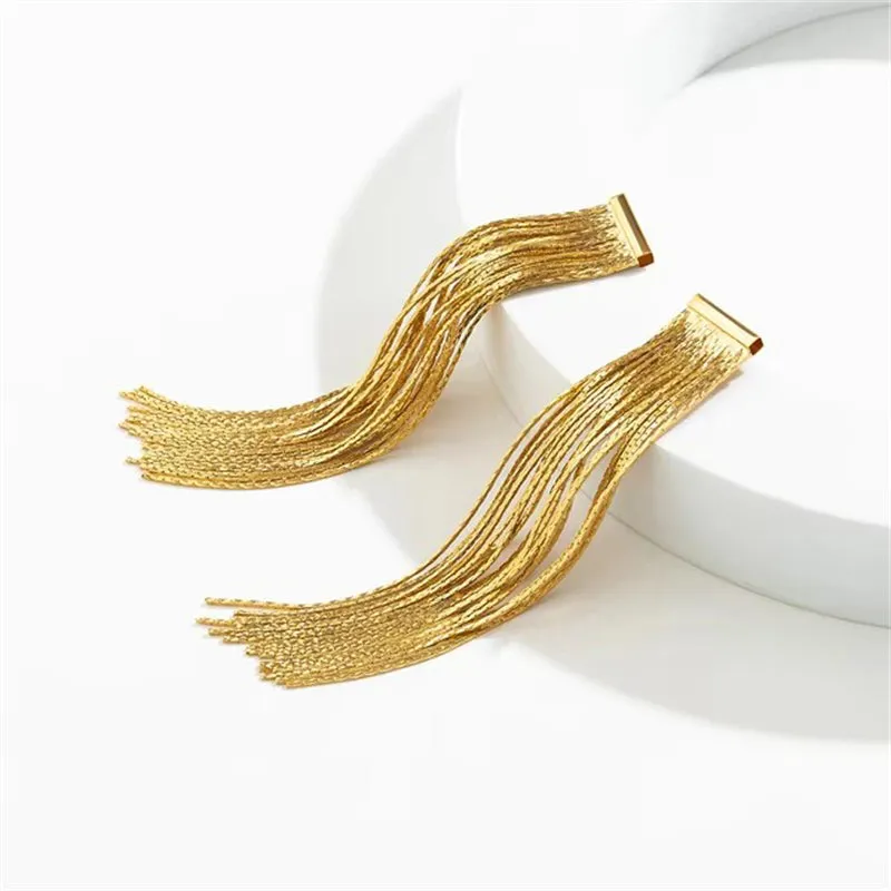 Metal Chain Tassel Simple Elegant Earrings for Lady
