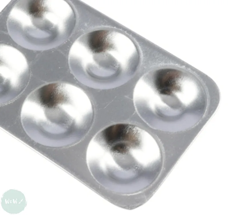 Metal Palette- ALUMINIUM Oblong 6 well, 130 x 88 mm