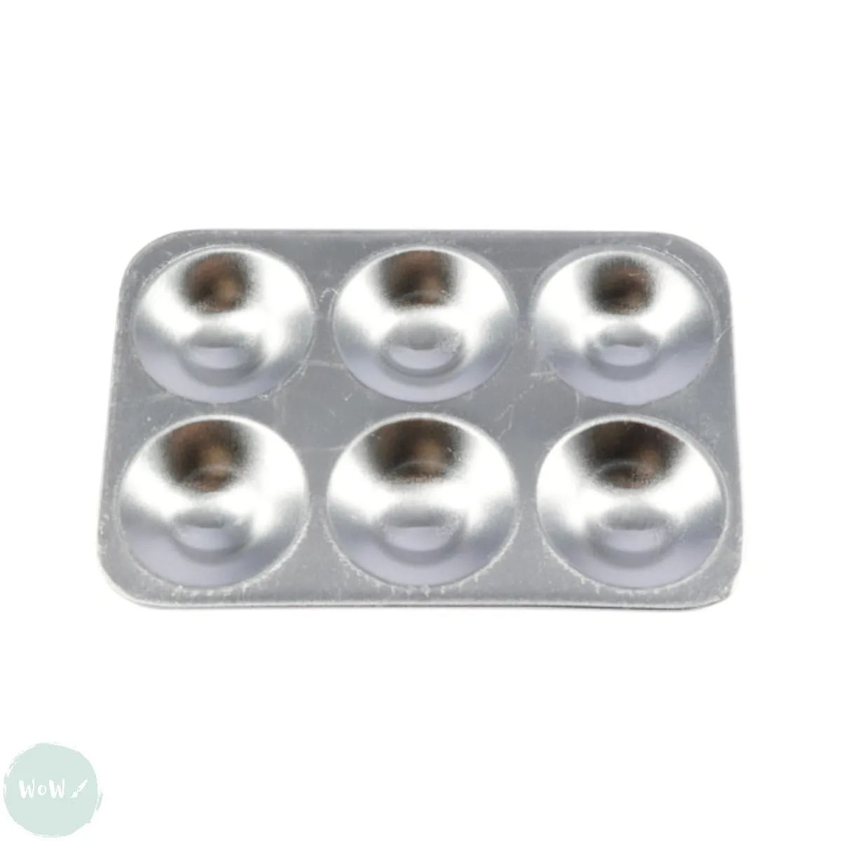 Metal Palette- ALUMINIUM Oblong 6 well, 130 x 88 mm