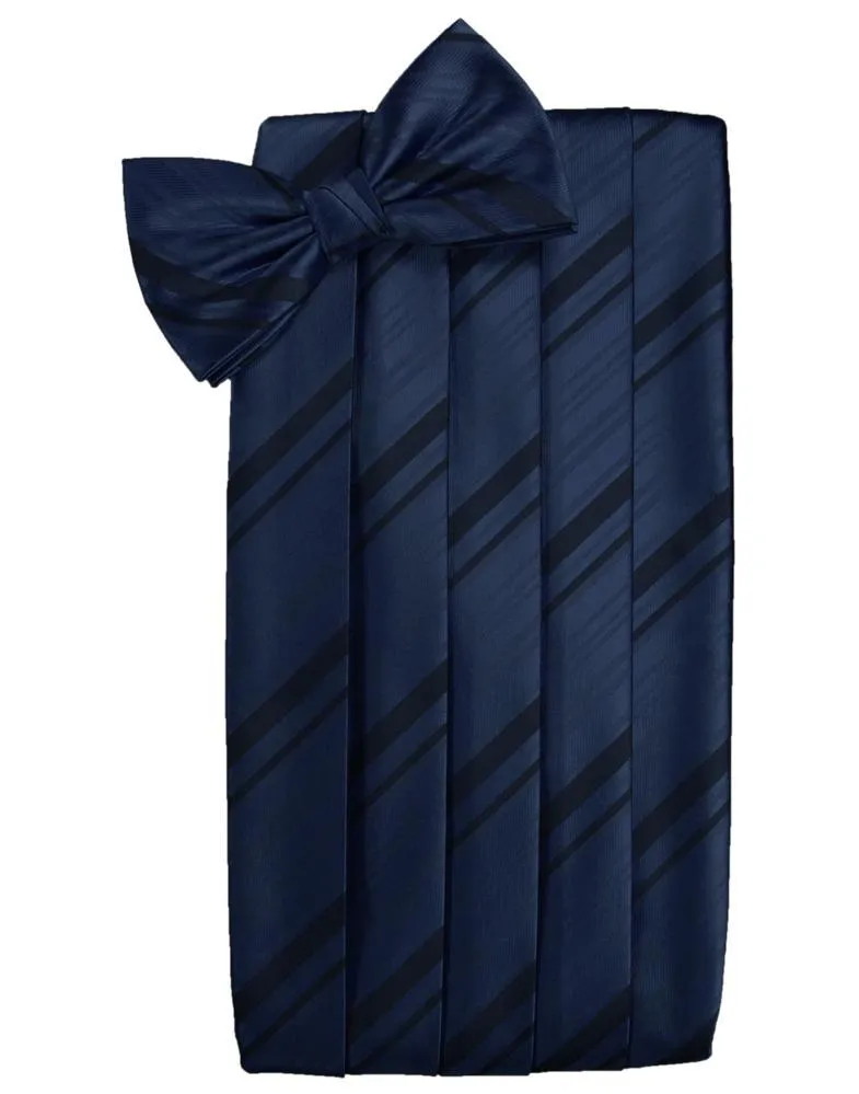 Midnight Striped Satin Cummerbund