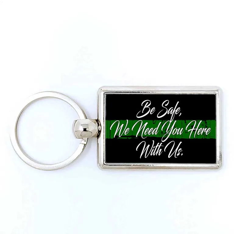 Military Border Patrol Thin Green Line Rectangle Keychain
