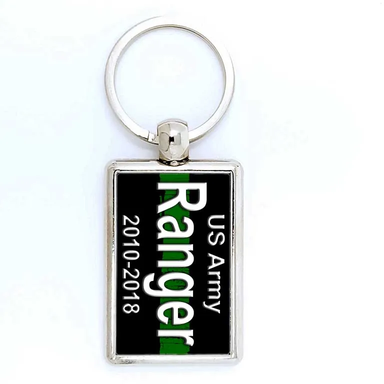 Military Border Patrol Thin Green Line Rectangle Keychain