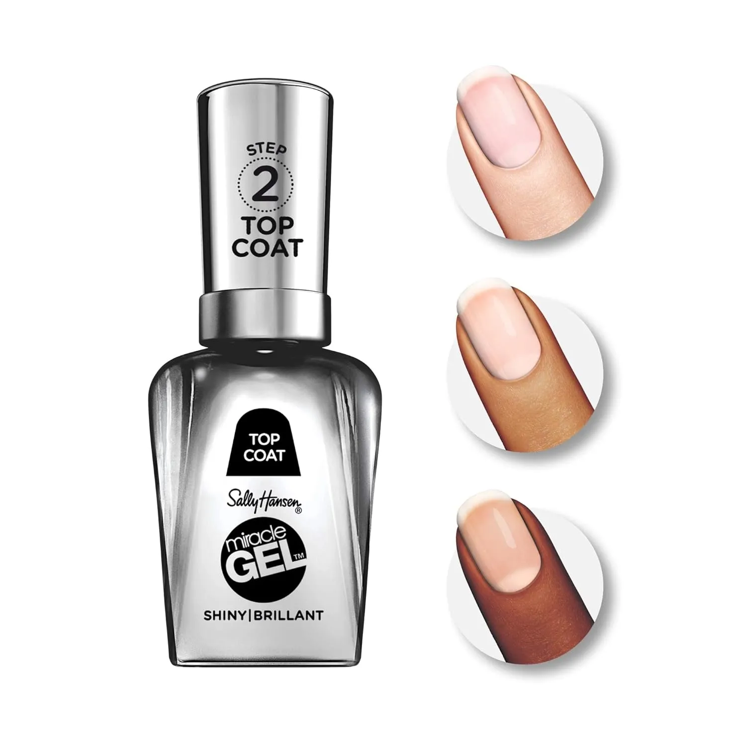 Miracle Gel™, Shiny Top Coat, Long Lasting, Gel-Like Formula, No UV Lamp Needed, Clear Nail Polish