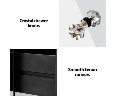 Mirrored Furniture Bedside Table Chest Drawers Gloss Nightstand