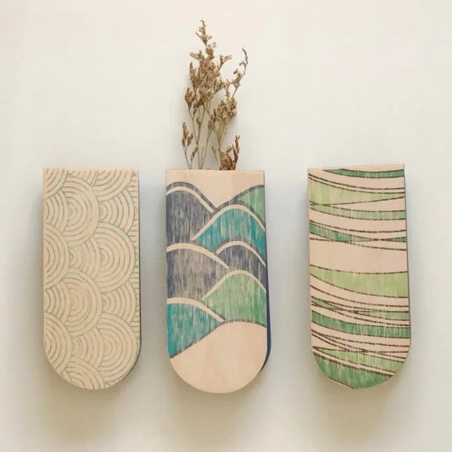 Mod Waves Skinny Pocket Wall Planter Vase