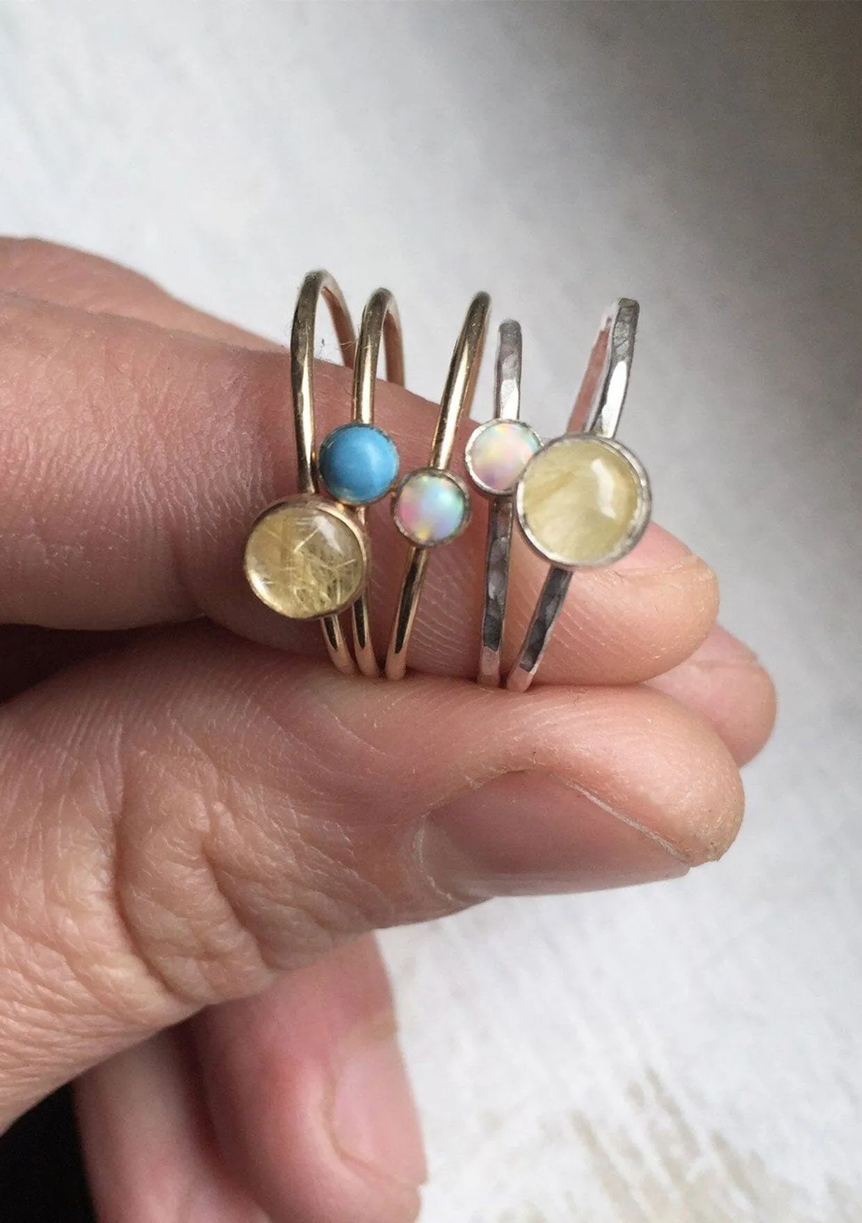 Moon Pi Quartz Gold Fill Ring
