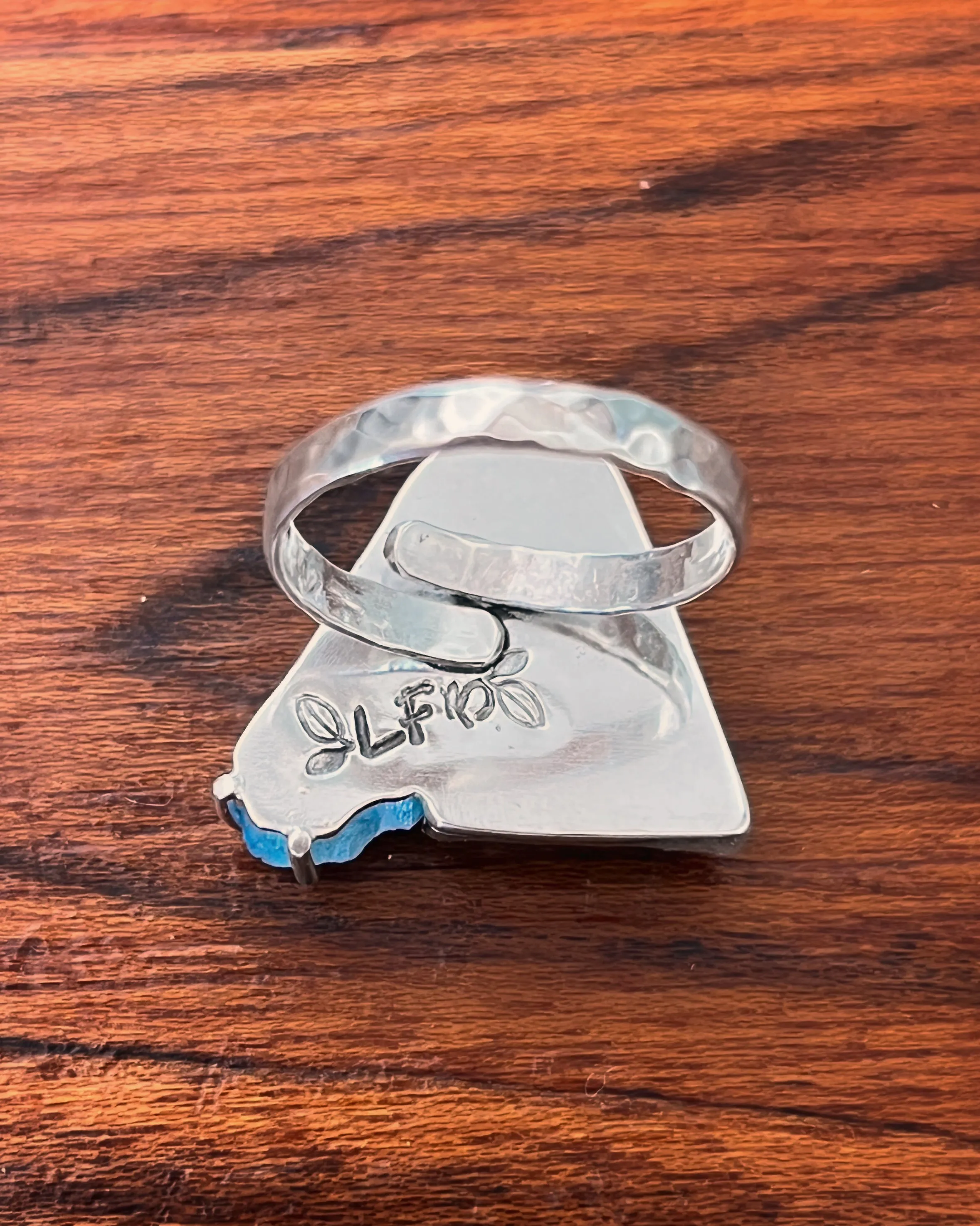 Moonstone & aqua aura quartz ring in silver (sizes 7 to 9-3/4)
