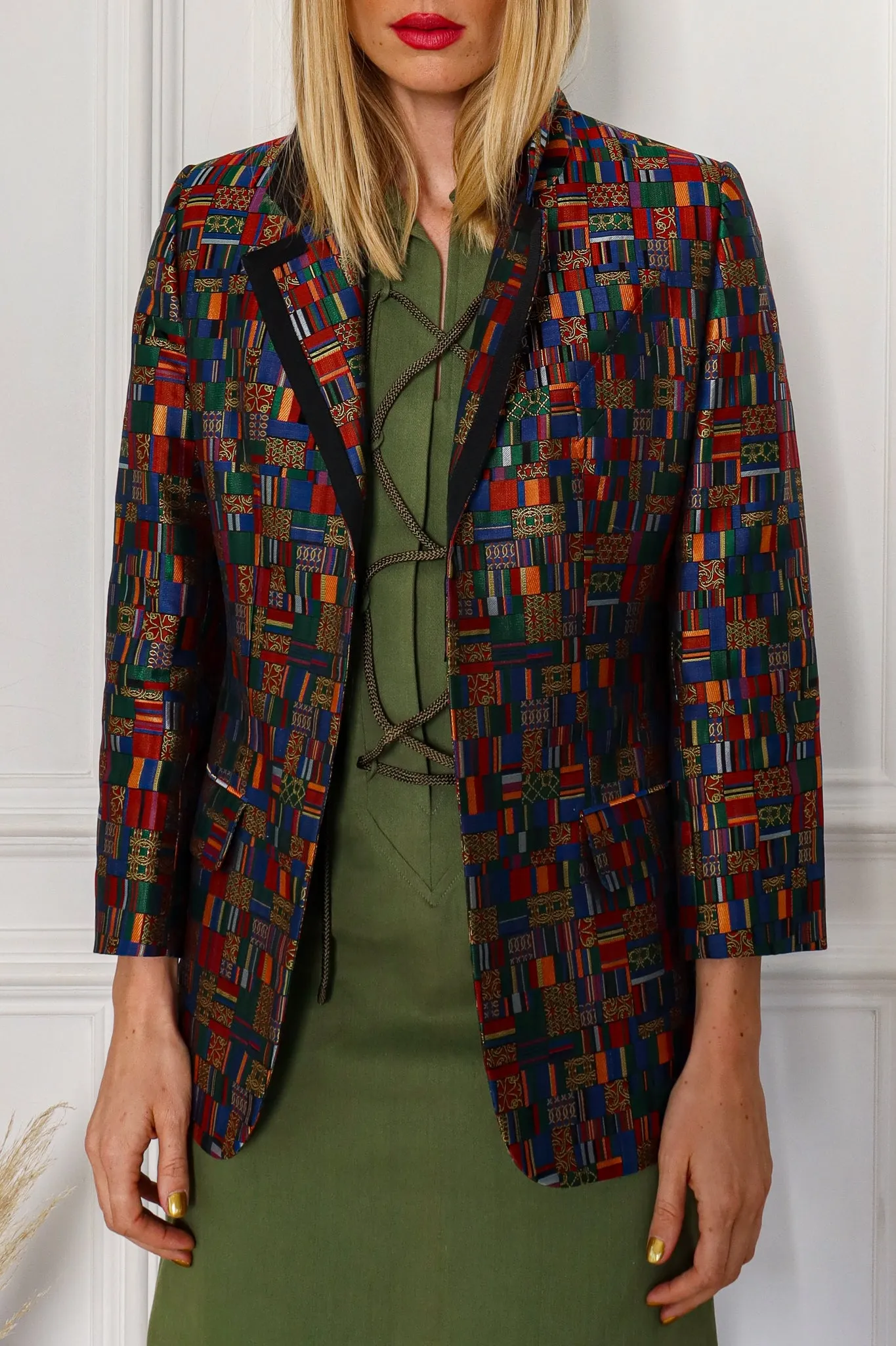 Mosaic Patchwork Silk Blazer
