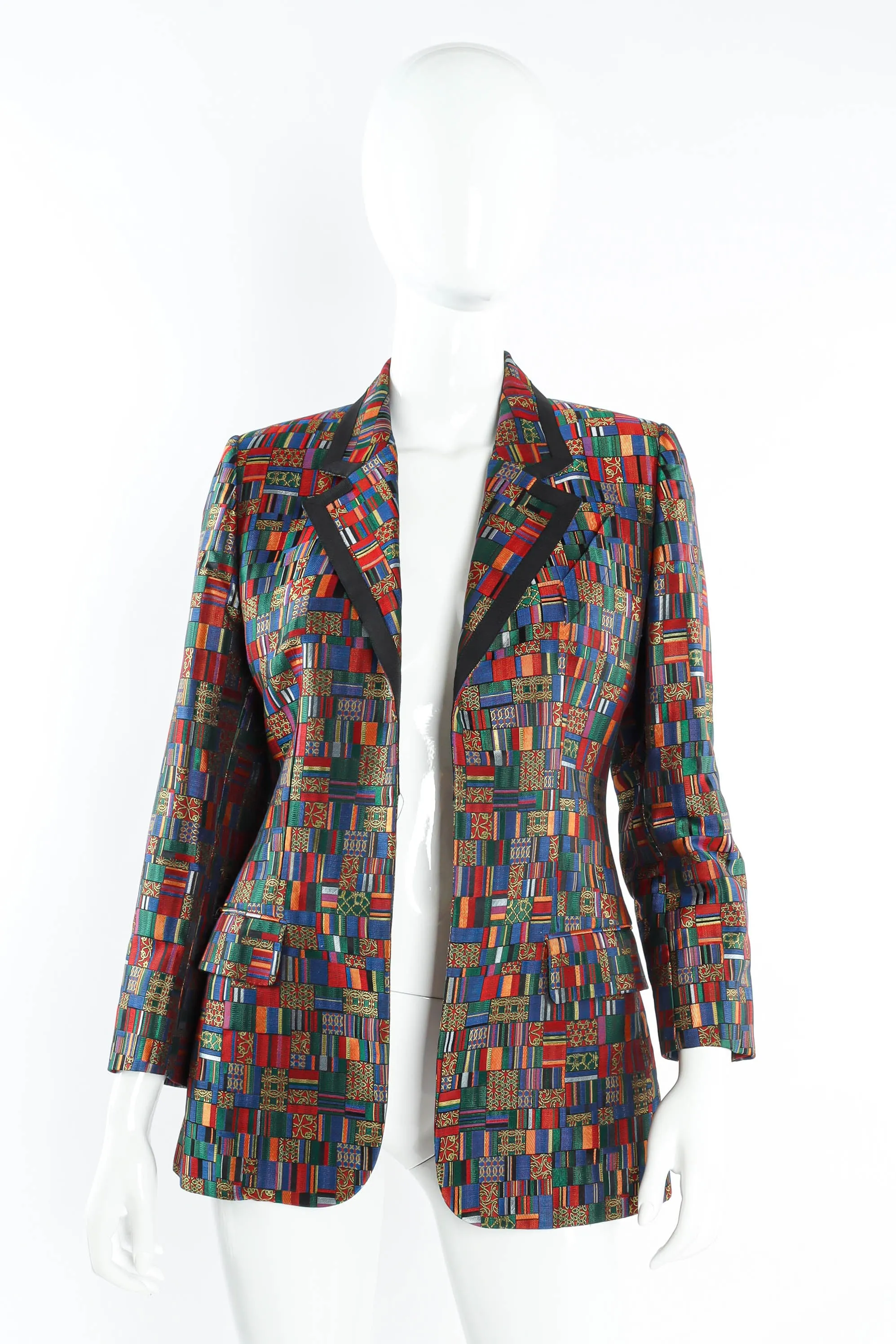 Mosaic Patchwork Silk Blazer