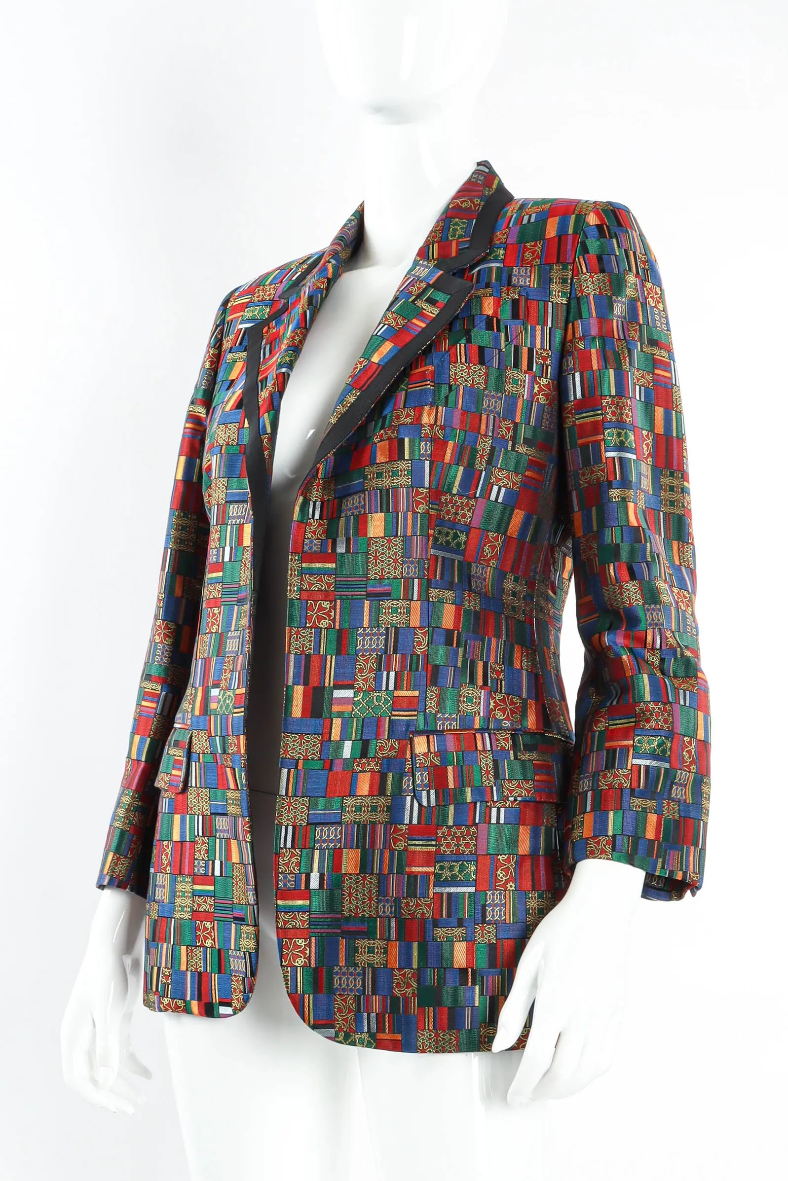 Mosaic Patchwork Silk Blazer