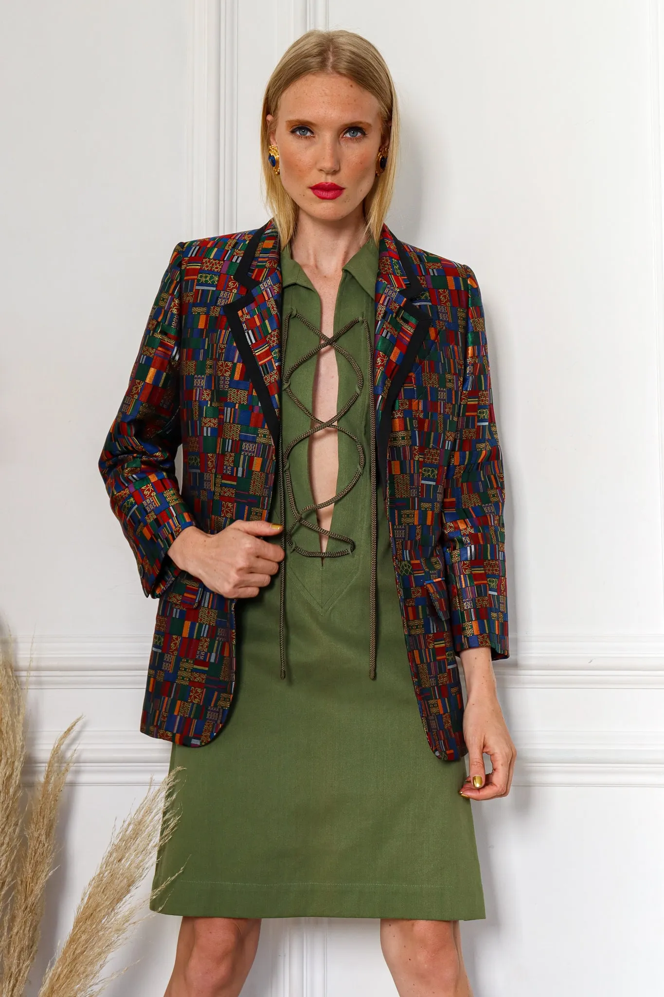 Mosaic Patchwork Silk Blazer