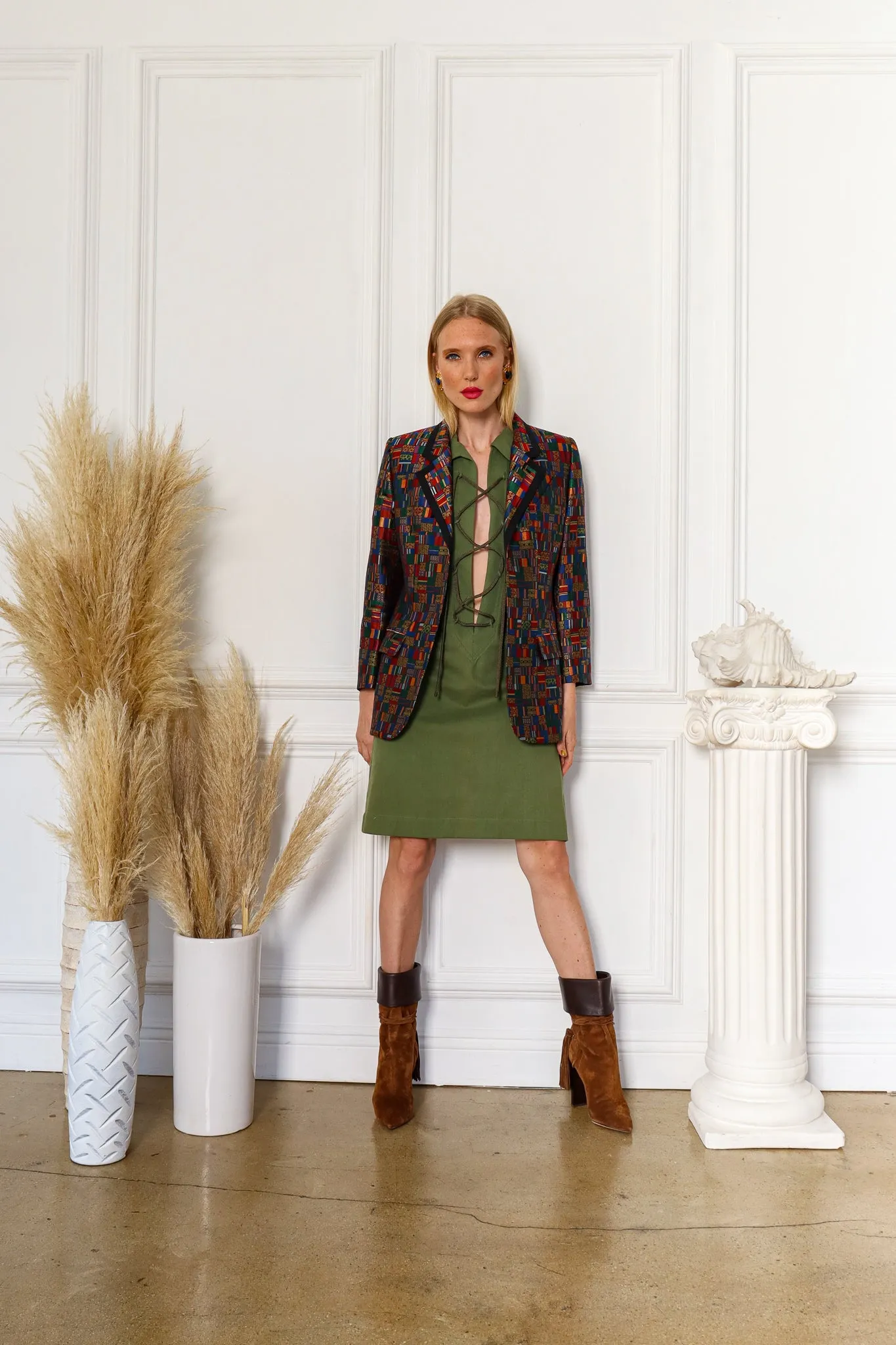 Mosaic Patchwork Silk Blazer