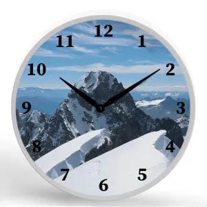 Mountain Tops <br>Round Framed Wall Clock 11.75"