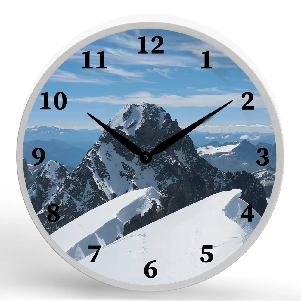 Mountain Tops <br>Round Framed Wall Clock 11.75"