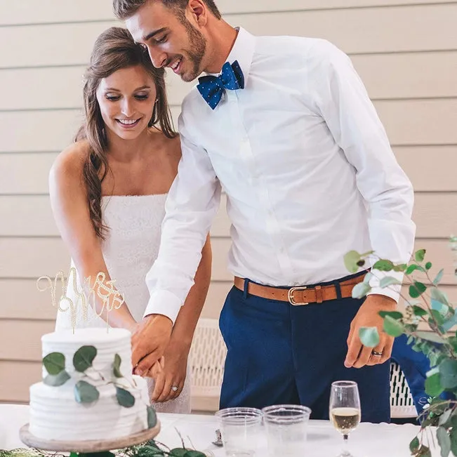 Mr & Mrs Cursive Gold Crystal Cake Topper