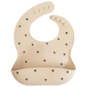 Mushie Silicone Baby Bib (Black Daisy)