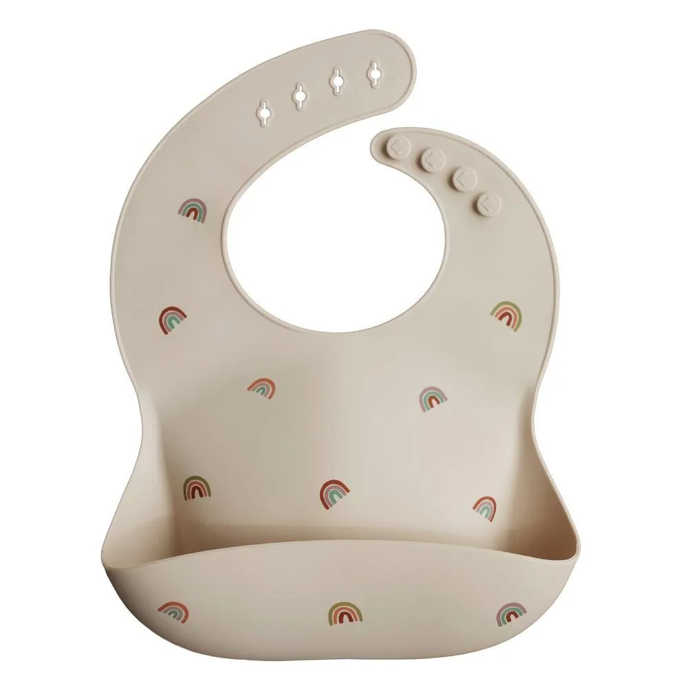 Mushie Silicone Baby Bib (Rainbows)