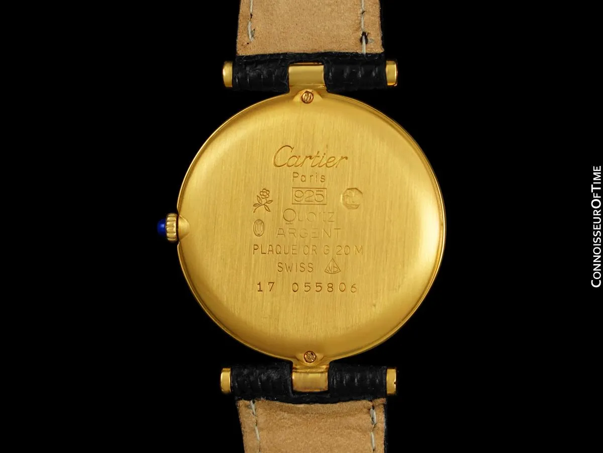 Must De Cartier Vendome Mens Midsize Unisex Vermeil Watch - 18K Gold Over Sterling Silver
