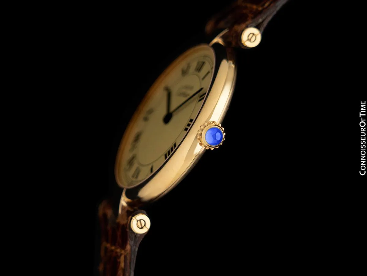 Must De Cartier Vendome Mens Midsize Unisex Vermeil Watch - 18K Gold Over Sterling Silver