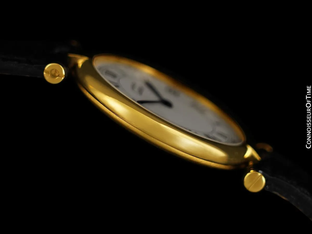 Must De Cartier Vendome Mens Midsize Unisex Vermeil Watch - 18K Gold Over Sterling Silver